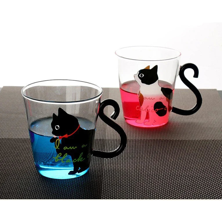 Cat-Themed Glass Cups