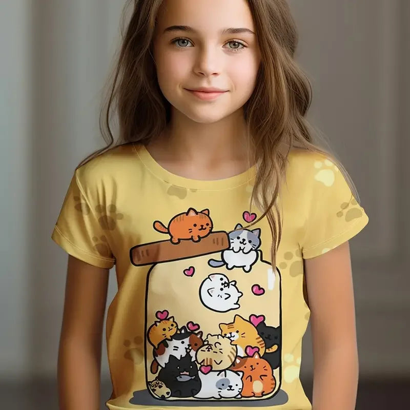 Cat Jar Graphic T-Shirt for Kids