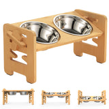 Adjustable Height Bamboo Cat Bowls – Single and Double Options