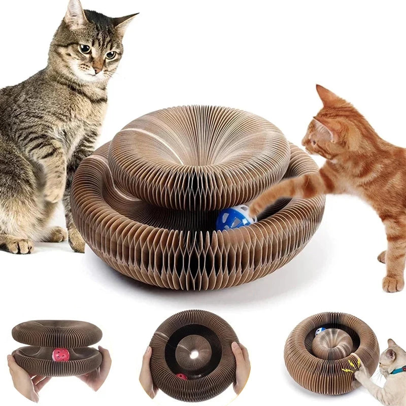 Interactive Honeycomb Cat Scratcher with Play Ball