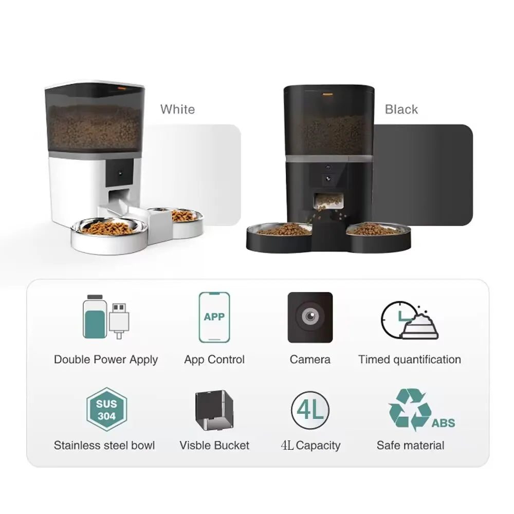 WiFi-Enabled Automatic Pet Feeder with App Control – Single and Double Bowl Options