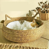 Handwoven Cat Basket Bed with Removable Cushion