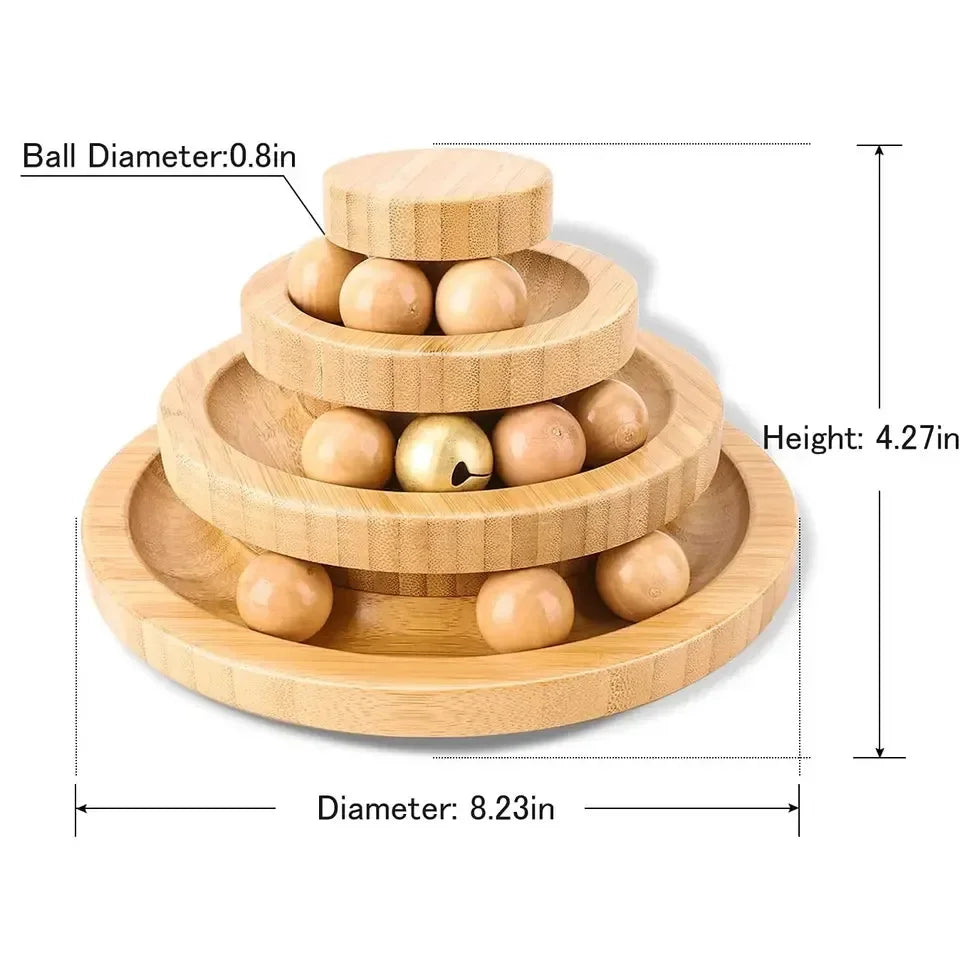 Natural Bamboo Cat Toy with Rolling Balls