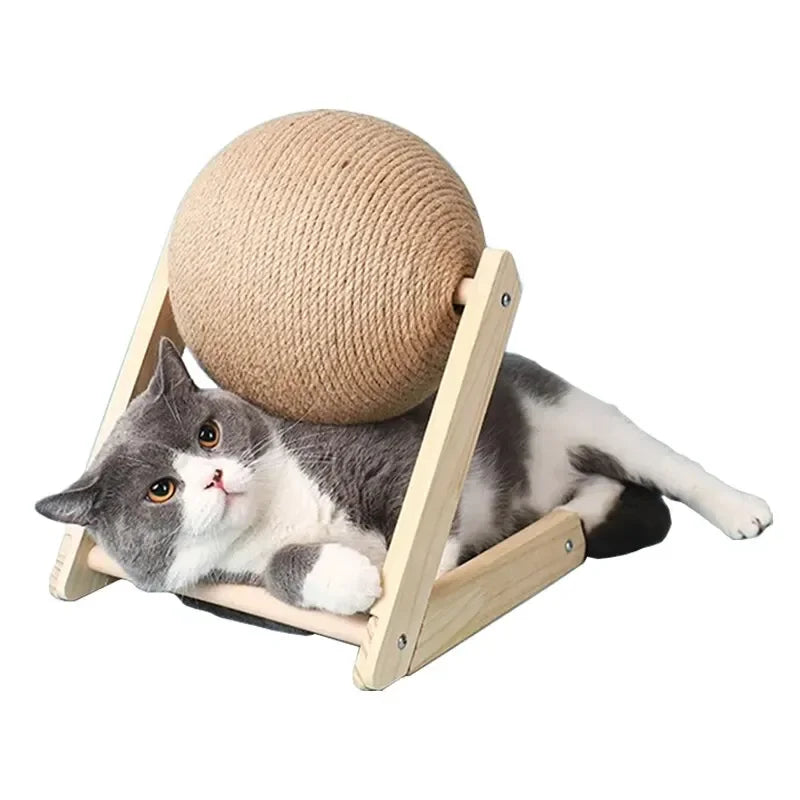 Spherical Cat Scratcher with Wooden Frame