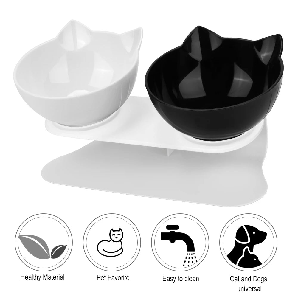 Cat Ear-Shaped Raised Bowls – Single or Double Options