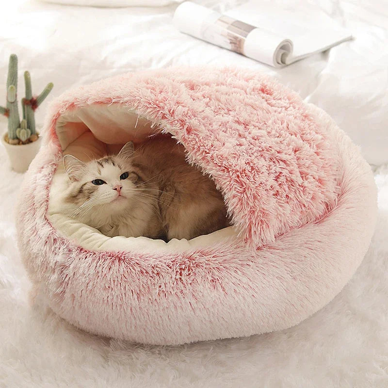 Fluffy Cat Cave Bed – Ultra-Soft and Cozy