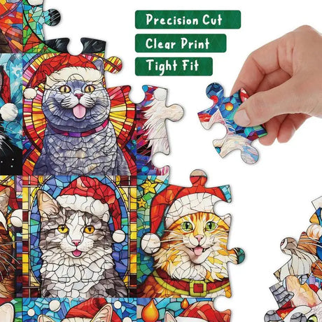 1000pcs Happy Christmas Cats Advent Calendar Jigsaw Puzzle – 24 Days of Holiday Fun!