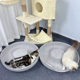 Round Felt Cat Bed with Zipper Design