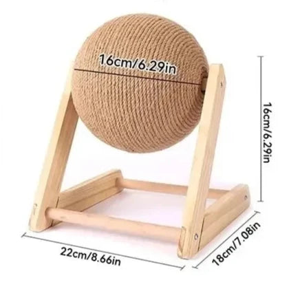 Spherical Cat Scratcher with Wooden Frame