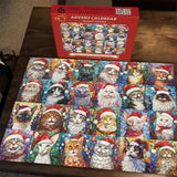 1000pcs Happy Christmas Cats Advent Calendar Jigsaw Puzzle – 24 Days of Holiday Fun!